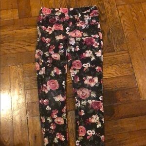 Flower print jeans